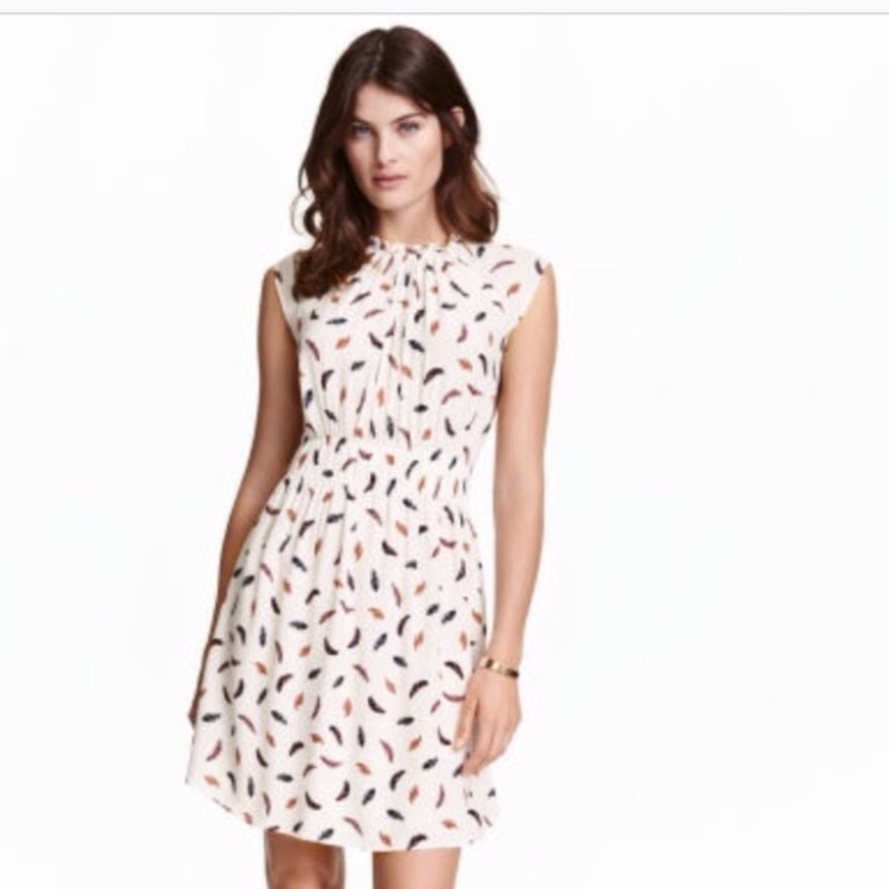 H&M Mock Neck Feather Print Sundress